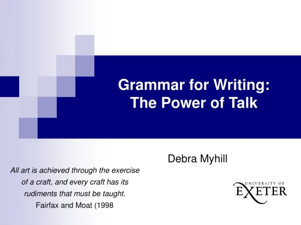 Grammar for Writing: The Power of Talk