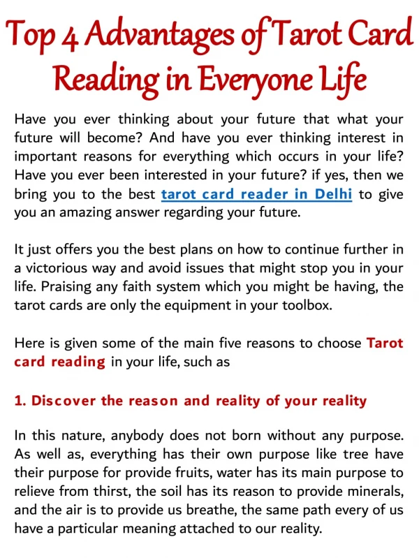 Top 4 Advantages of Tarot Card Reading in Everyone Life