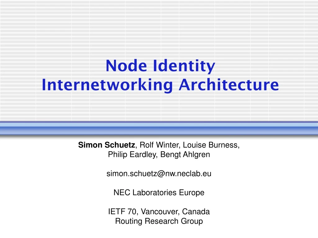 node identity internetworking architecture