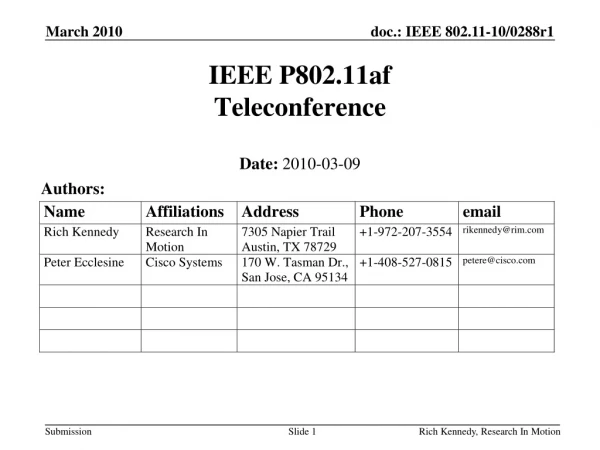 IEEE P802.11af Teleconference