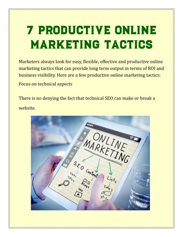 7 productive online marketing tactics