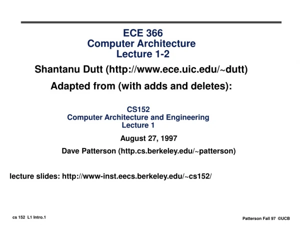 ECE 366 Computer Architecture Lecture 1-2