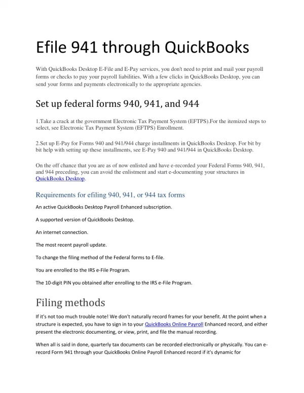 Efile 941 through quickbooks