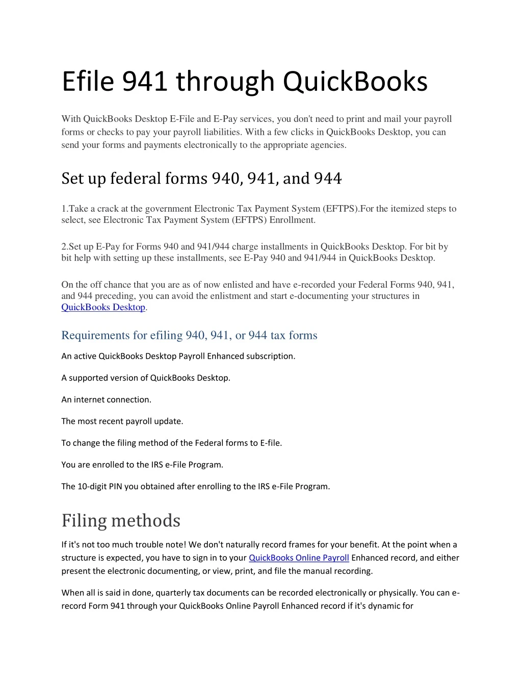 efile 941 through quickbooks