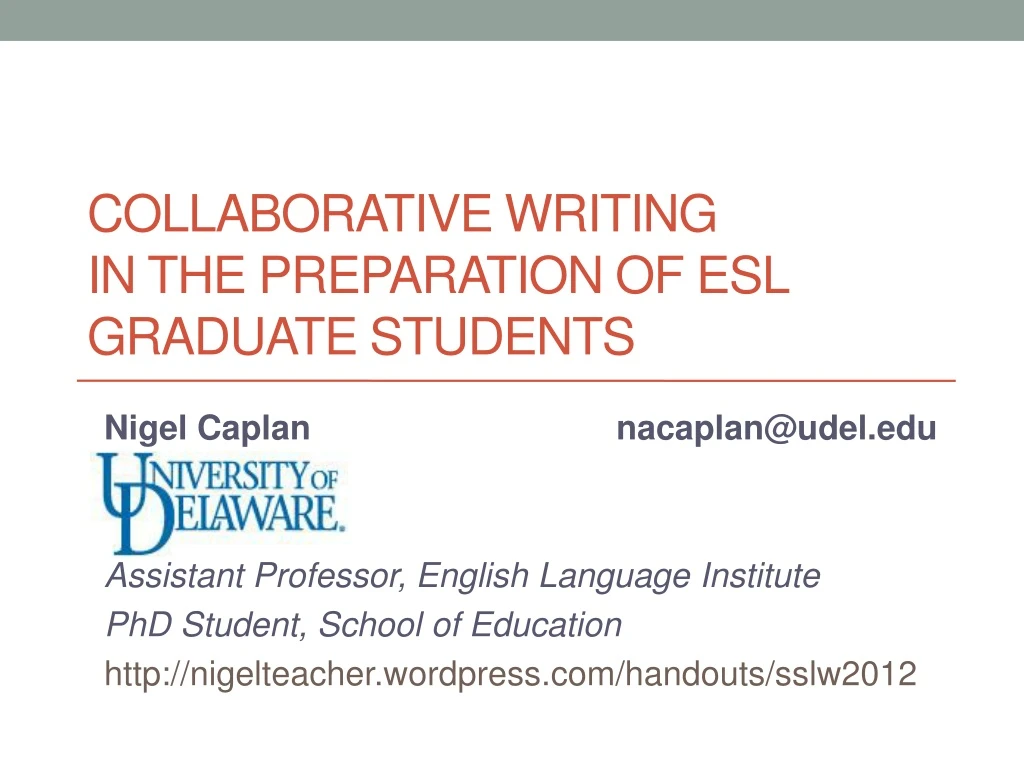 collaborative writing in the preparation of esl graduate students