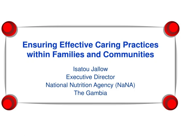 Ensuring Effective Caring Practices within Families and Communities
