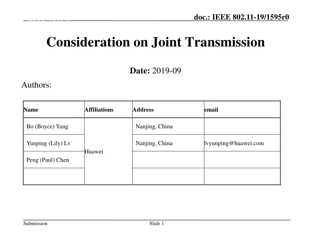 consideration on joint transmission