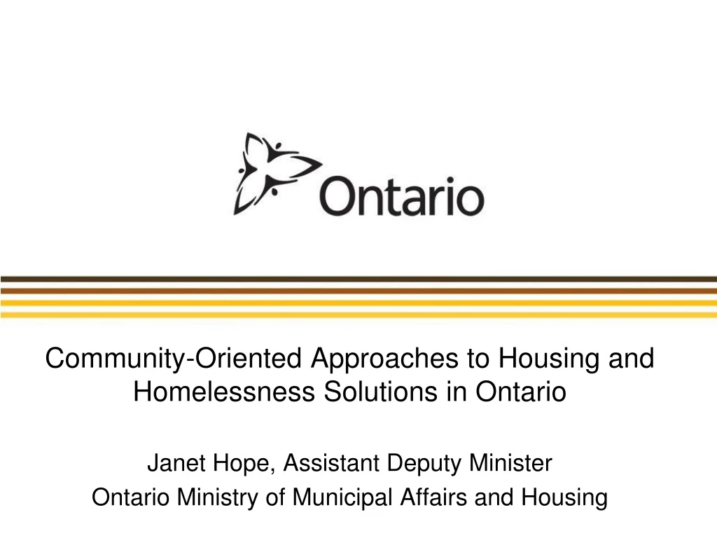 community oriented approaches to housing