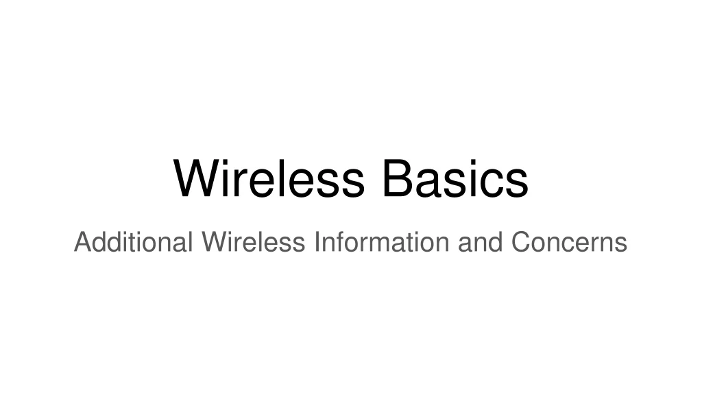 wireless basics