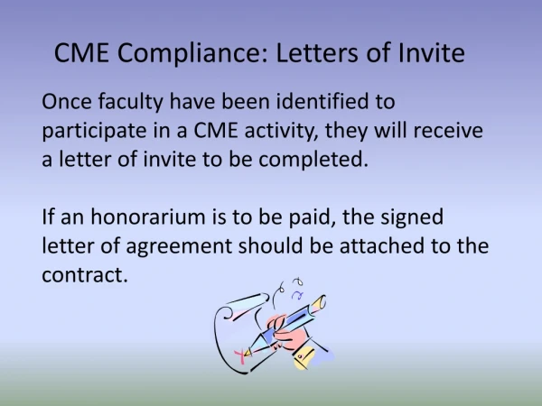 CME Compliance: Letters of Invite