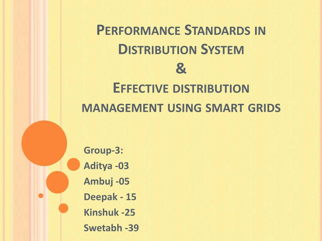 performance standards in distribution system effective distribution management using smart grids