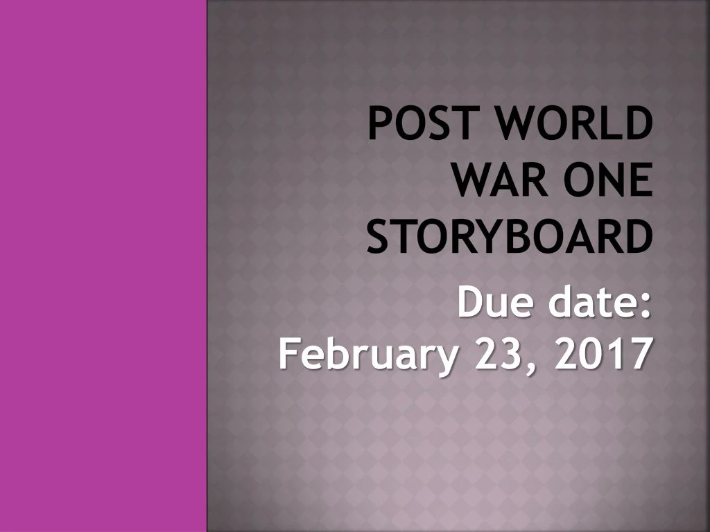 post world war one storyboard
