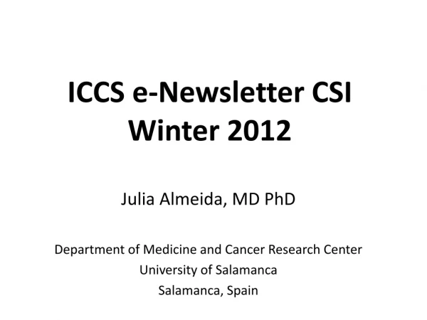 ICCS e-Newsletter CSI Winter 2012