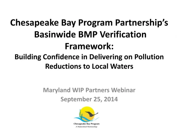 Maryland WIP Partners Webinar September 25, 2014