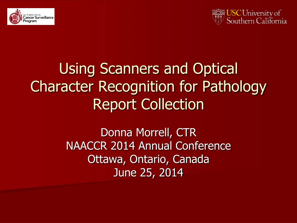 using scanners and optical character recognition for pathology report collection