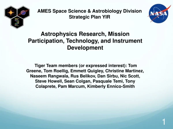 AMES Space Science &amp; Astrobiology Division Strategic Plan YIR