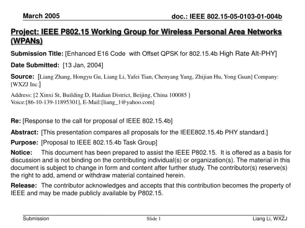 Project: IEEE P802.15 Working Group for Wireless Personal Area Networks (WPANs)