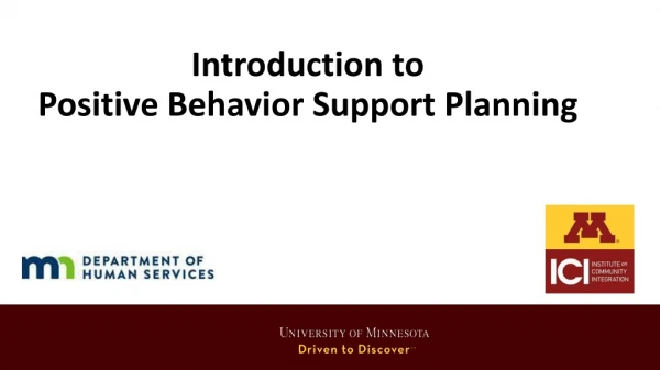 Introduction to Positive Behavior Support Planning