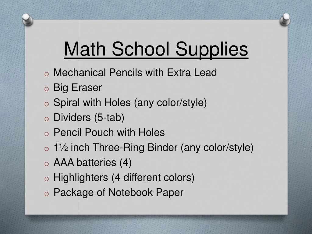 math school supplies