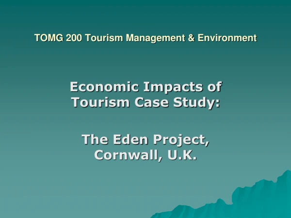 TOMG 200 Tourism Management &amp; Environment