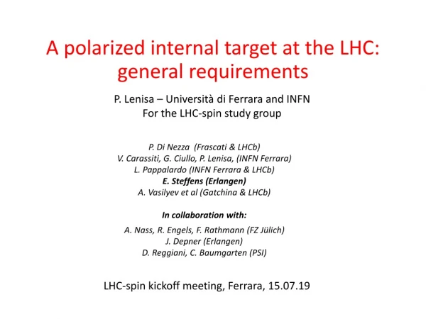 A polarized internal target at the LHC: general requirements