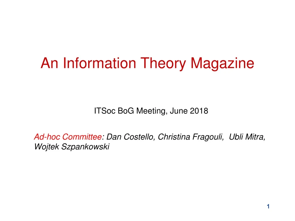 an information theory magazine