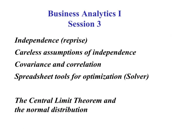 Business Analytics I Session 3