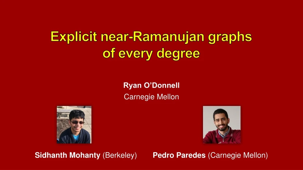 explicit near ramanujan graphs of every degree