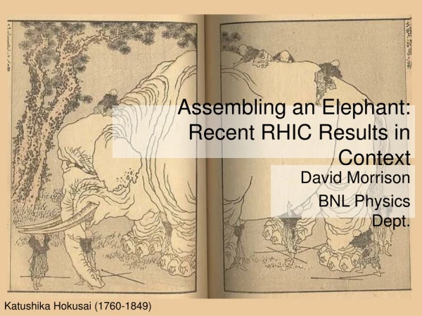 Assembling an Elephant: Recent RHIC Results in Context