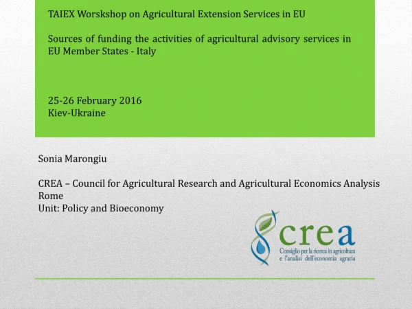 TAIEX Worskshop on Agricultural Extension Services in EU