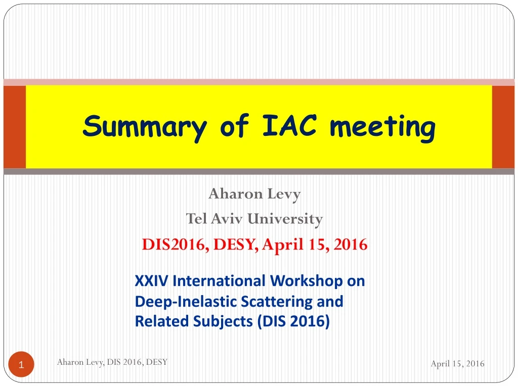 summary of iac meeting