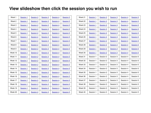 View slideshow then click the session you wish to run