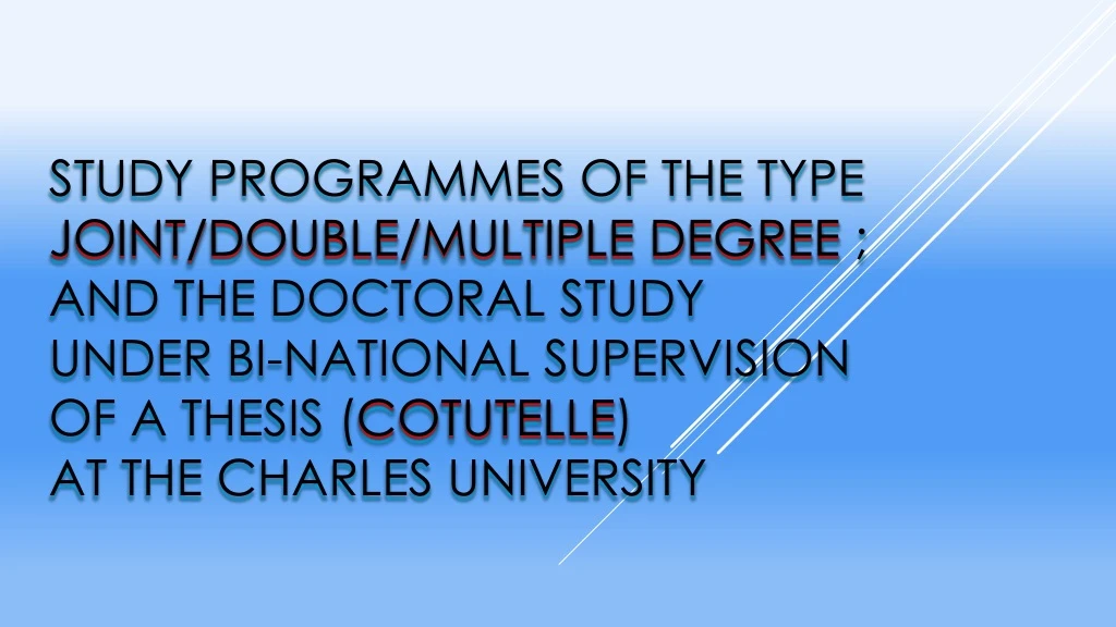 study programmes of the type joint double