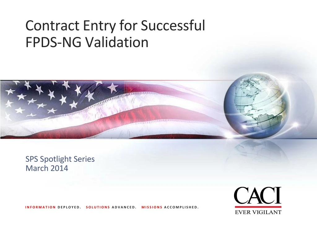 contract entry for successful fpds ng validation
