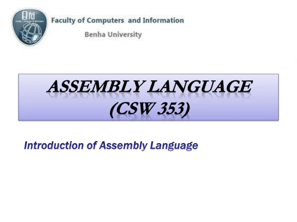 Assembly Language (CSW 353)