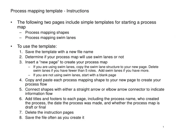 Process mapping template - Instructions