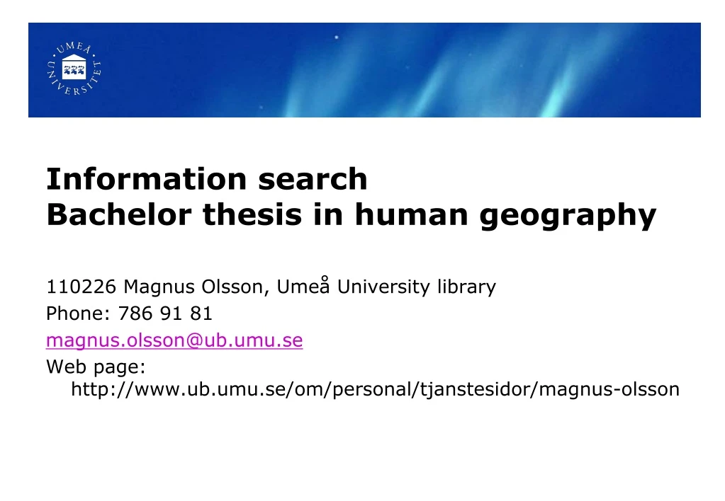 information search bachelor thesis in human geography