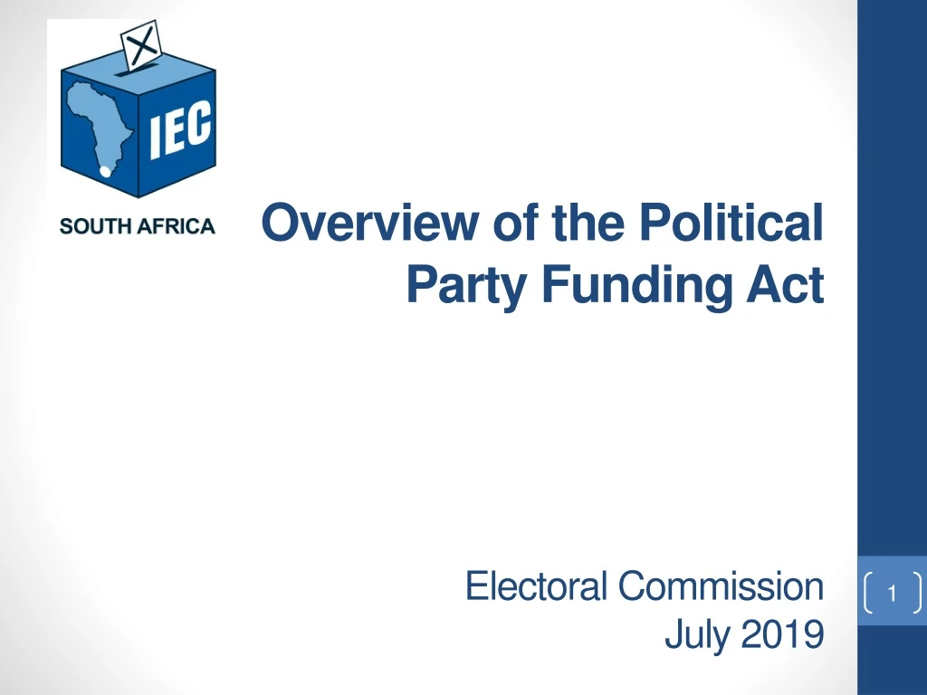 overview of the political party funding act electoral commission july 2019
