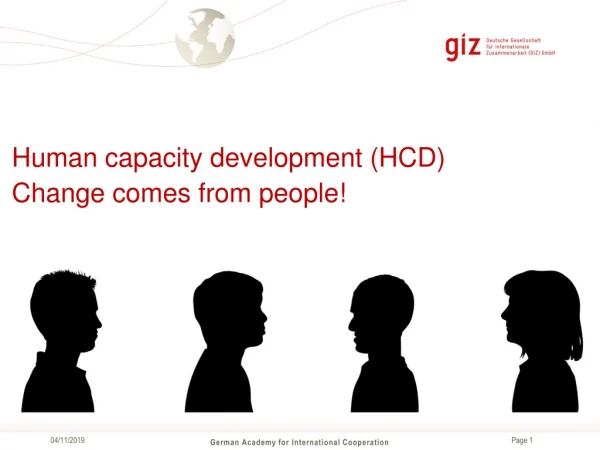 Human capacity development (HCD) Change comes from people!