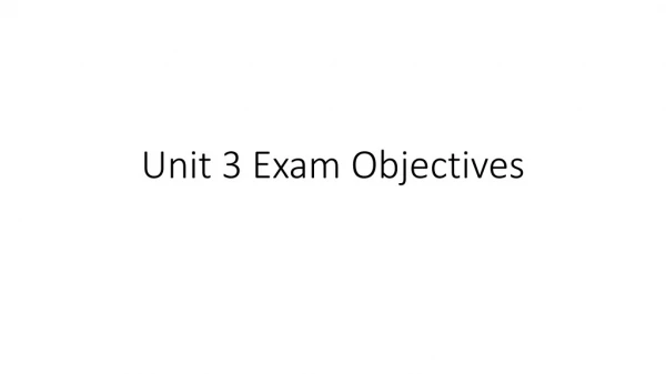 Unit 3 Exam Objectives
