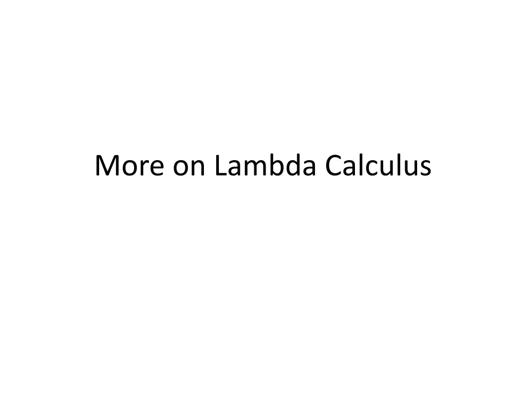 more on lambda calculus