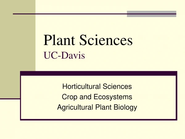 Plant Sciences UC-Davis