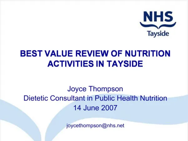 BEST VALUE REVIEW OF NUTRITION ACTIVITIES IN TAYSIDE