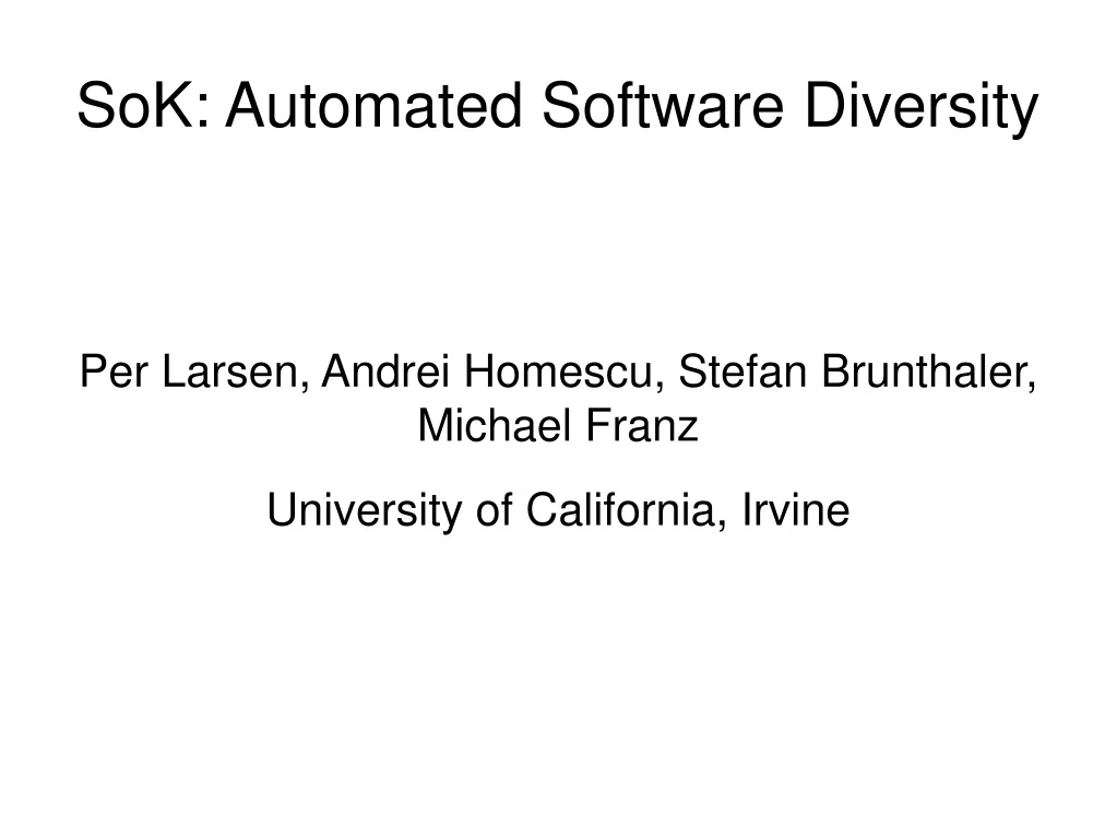sok automated software diversity