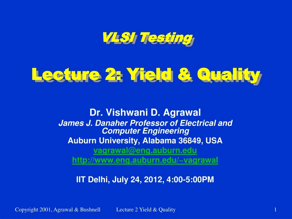 vlsi testing lecture 2 yield quality