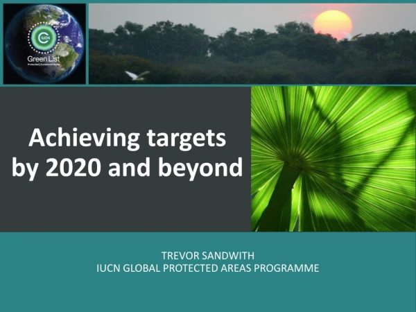 Achieving targets by 2020 and beyond