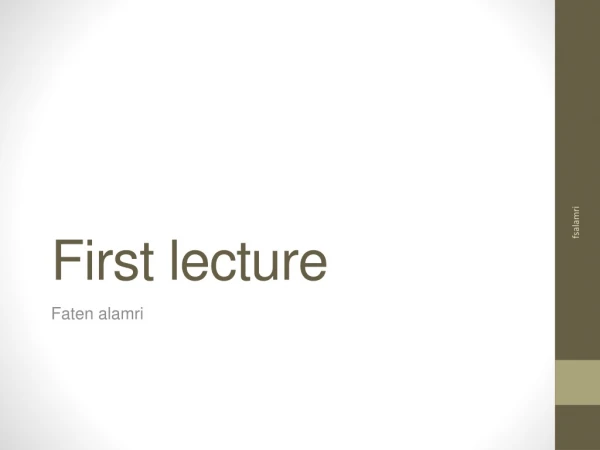First lecture