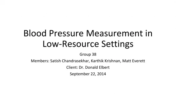 Blood Pressure Measurement in Low-Resource Settings
