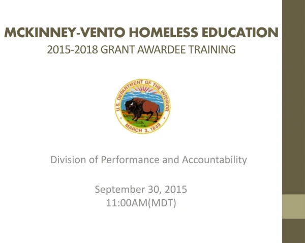 MCkINNEY-vento homeless education 2015-2018 grant awardee training