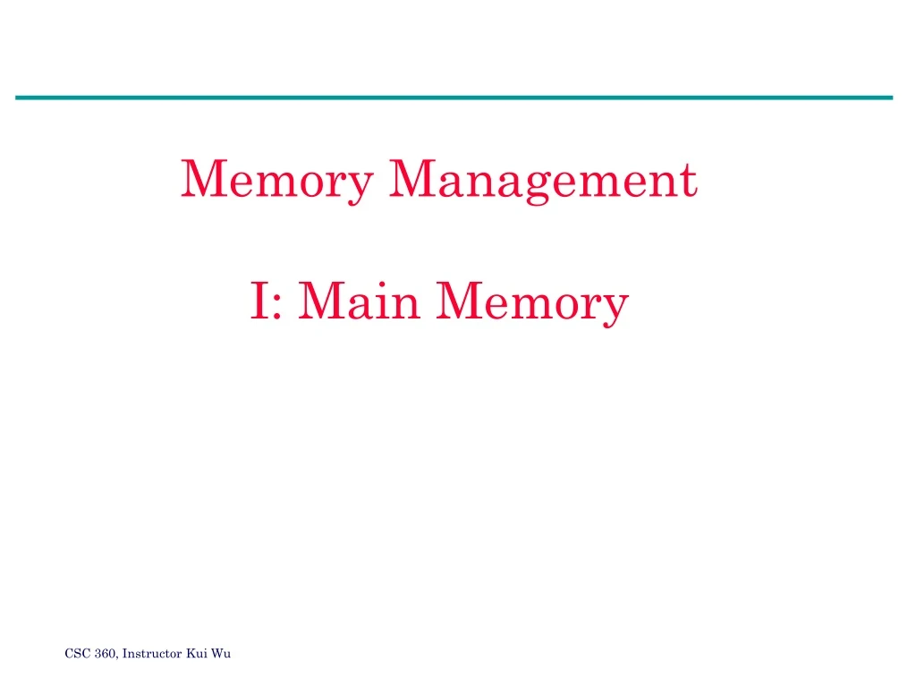 memory management i main memory